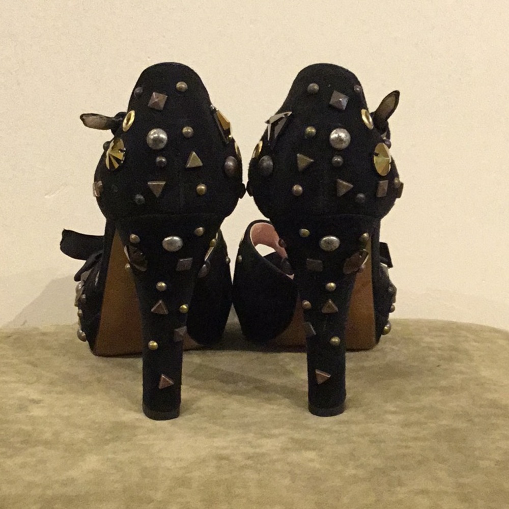 Moschino suede black studded platform heels size 8 - Picture 5 of 6